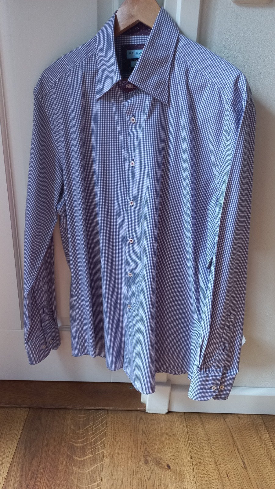 R.B. Boston Heren overhemd - Zo goed als nieuw, Blauw, Ophalen of Verzenden, Zo goed als nieuw, Halswijdte 41/42 (L)