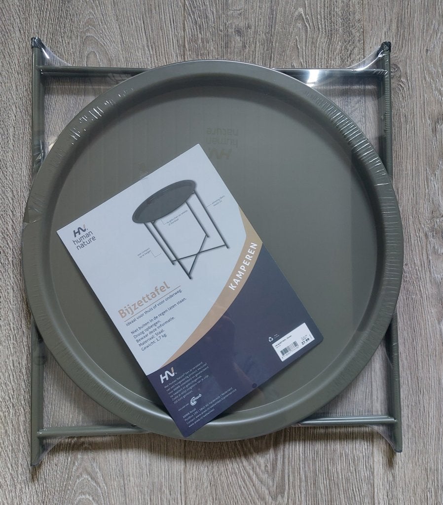 NIEUW: bijzettafel voor thuis of onderweg ANWB. Opklapbaar., Minder dan 55 cm, Metaal of Aluminium, Rond, Nieuw