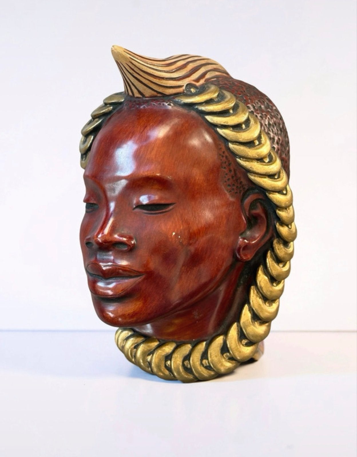 Achatit masker, wanddecoratie, gemaakt in Duitsland, Handgemaakt, Masker, Ophalen of Verzenden, Bruin