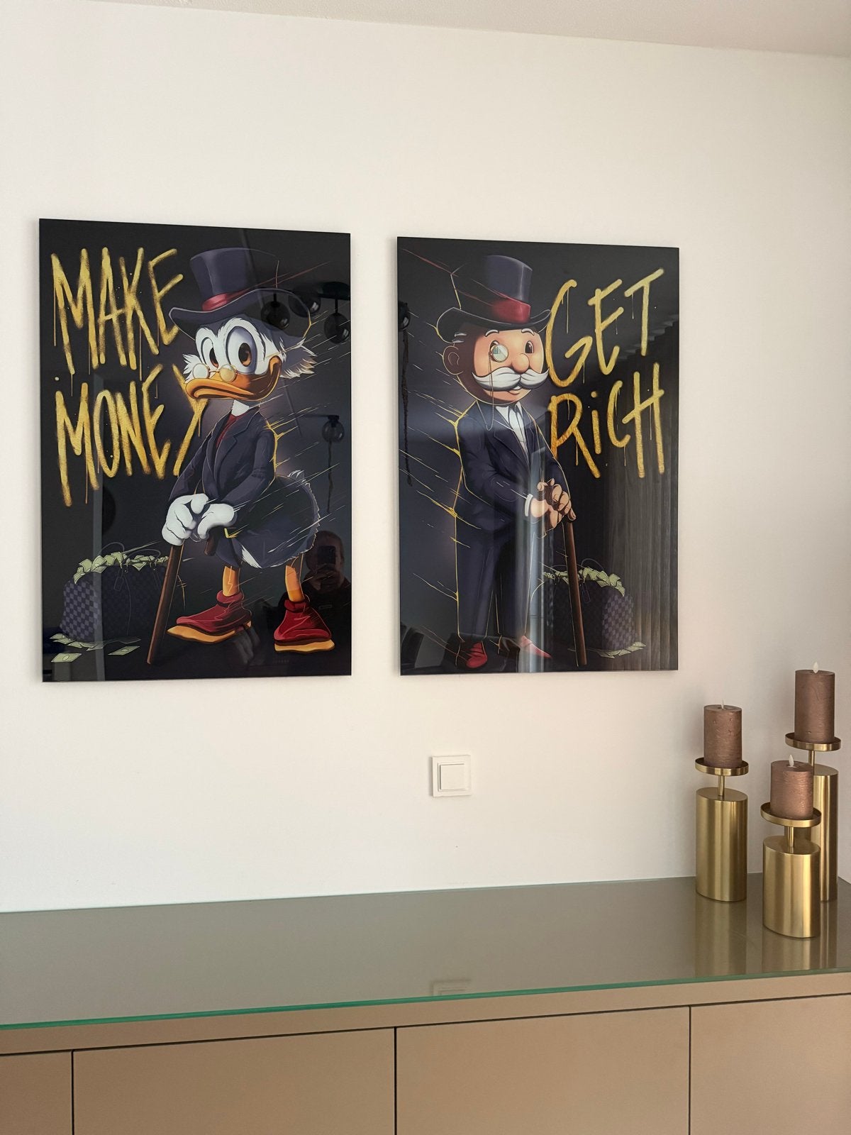 2x Plexiglas Schilderijen Dagobert Duck & Monopoly, Ophalen of Verzenden