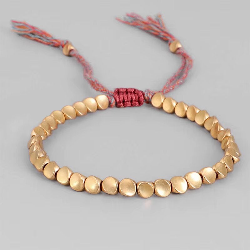 Tibetaanse Koperen Kralen Armband, Verzenden, Nieuw, Goud, Overige materialen