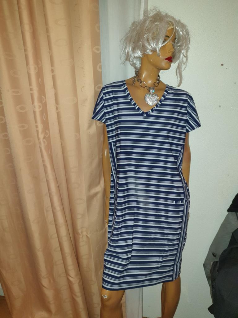 Gestreept Zomerjurkje met Zakken van sandwich maat XL, Blauw, Maat 46/48 (XL) of groter, Ophalen of Verzenden, Zo goed als nieuw