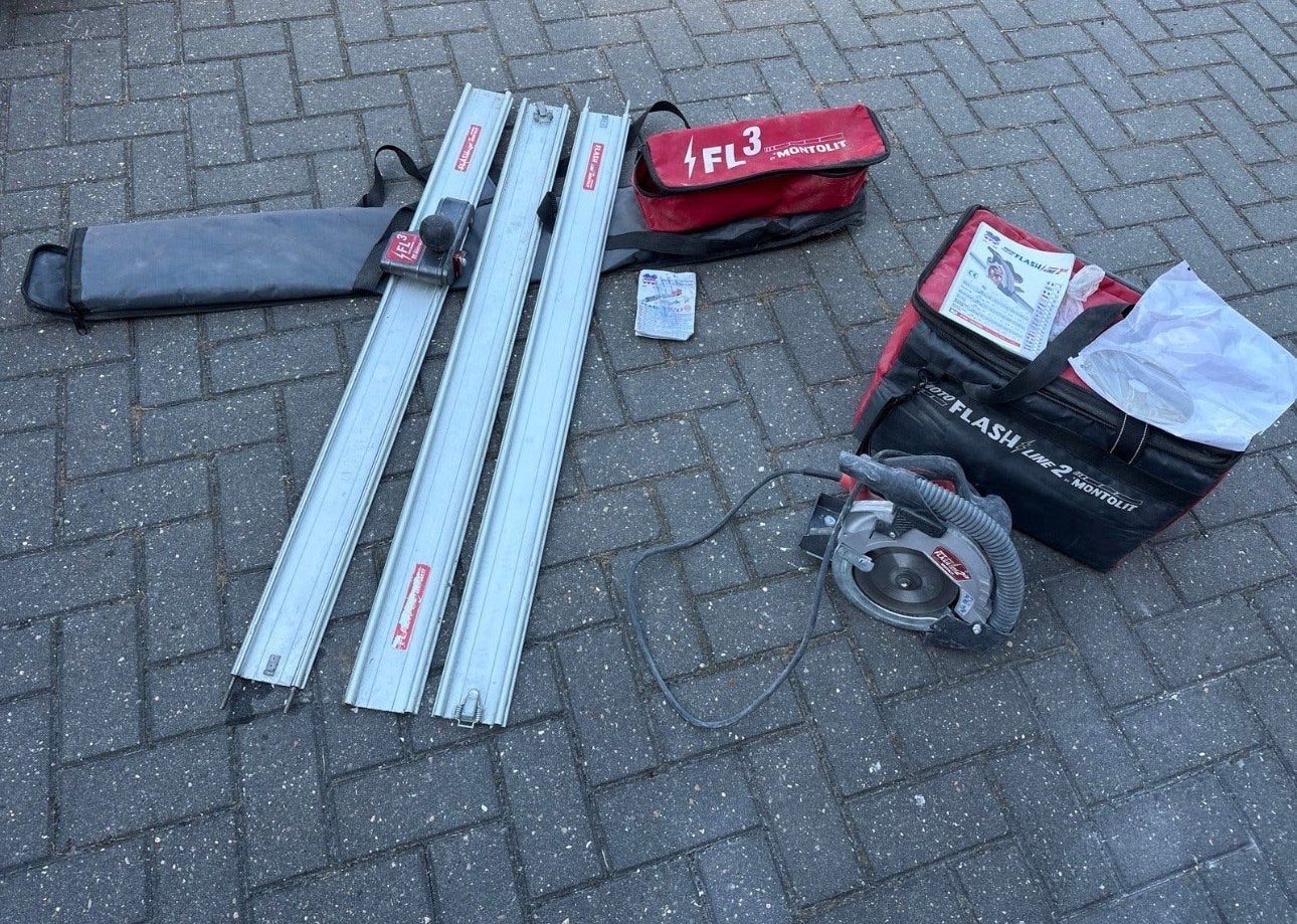 Montolit Flash Line 2 tegelsnijder met cirkelzaag, Gebruikt, Cirkelzaag, 600 tot 1200 watt, Ophalen of Verzenden