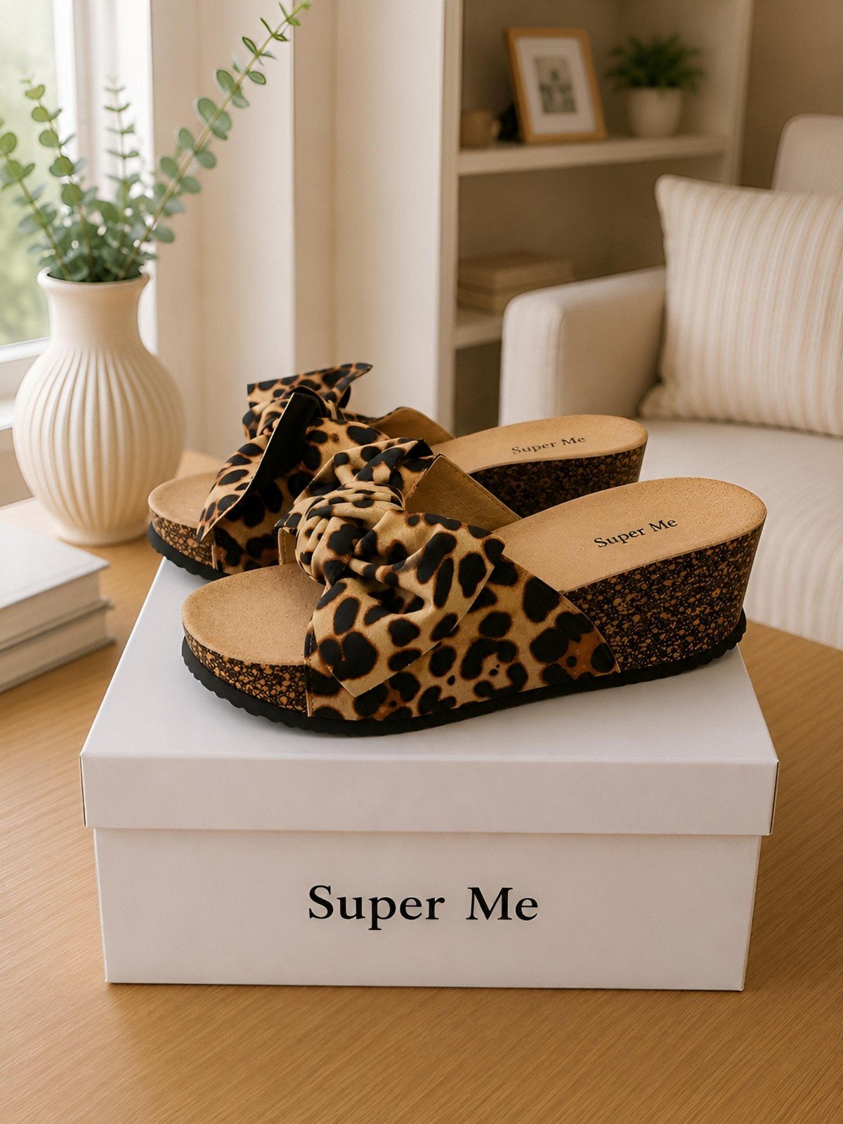 Super Me Dames Muiltjes – Luipaardprint – Sleehak, Overige kleuren, Nieuw, Sandalen of Muiltjes, Ophalen of Verzenden