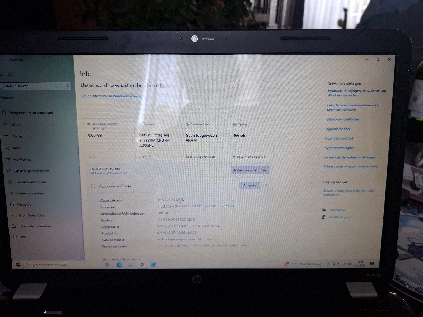HP Pavilion g7 - Accu werkt niet meer, Ophalen, HDD, 2 tot 3 Ghz, 8 GB