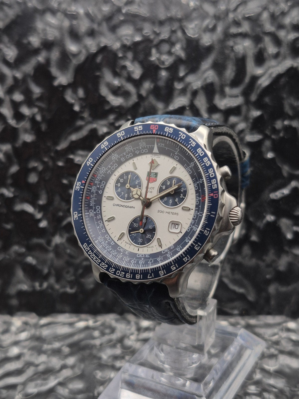 Tag Heuer Pilot Chronograph Ref. 530.806K Saffier Swiss, Info@tagheuer.com, TAG Heuer, Gebruikt, IOS