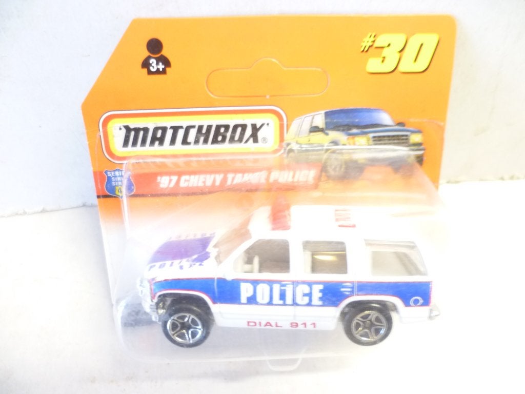 Matchbox 1997 nr 30 Chevy Tahoe Police '90 in blister auto, Ophalen of Verzenden, Nieuw, Auto