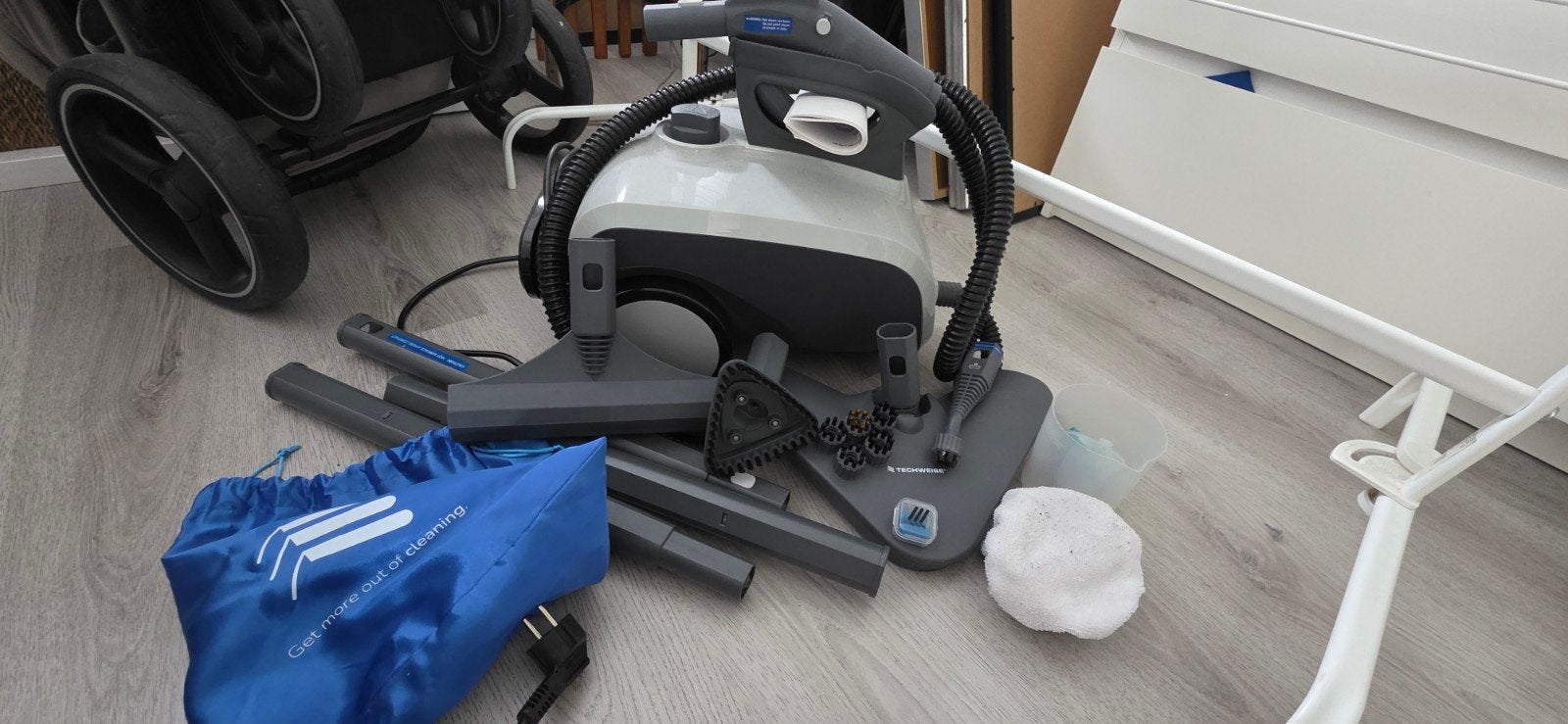 Techweise TS1 Stoomreiniger - 1x gebruikt, incl. dweildoeken, Ophalen, Zo goed als nieuw, Stoomreiniger