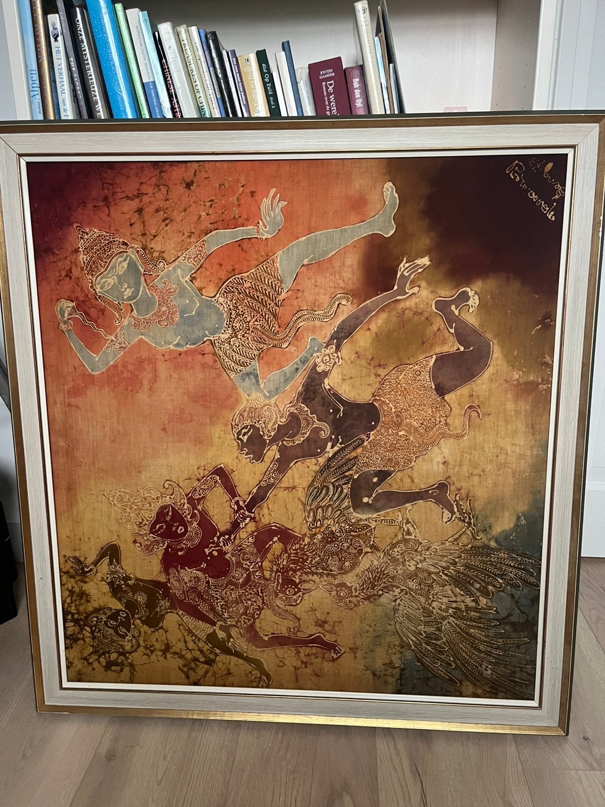 Batik schilderij uit Indonesië, Ophalen, Handgemaakt, 105 cm, Indonesië