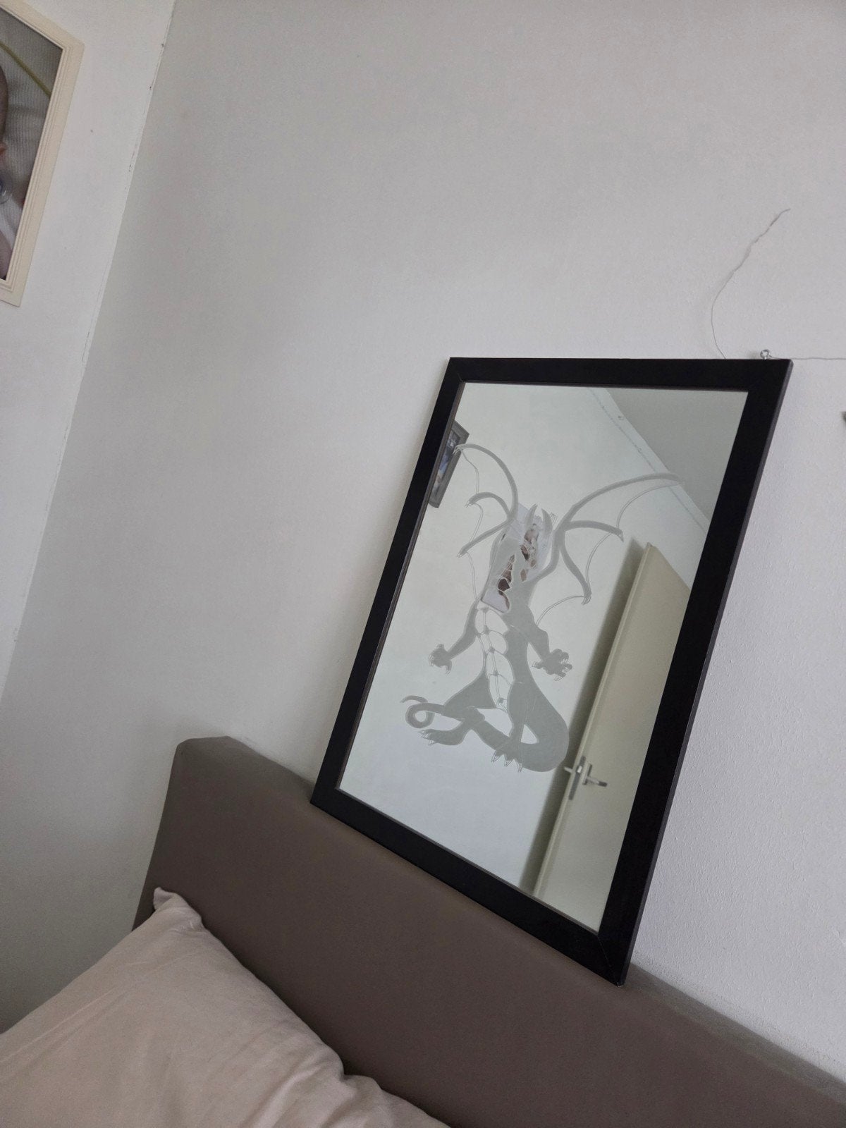 Mooie drakenspiegel, Huis en Inrichting, Woonaccessoires | Spiegels, Ophalen, Minder dan 50 cm, Zo goed als nieuw, Minder dan 100 cm