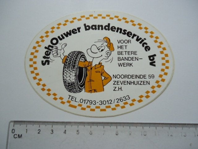 sticker oud Zevenhuizen STEHOUWER banden auto retro strip, Verzenden, Zo goed als nieuw, Bedrijf of Vereniging
