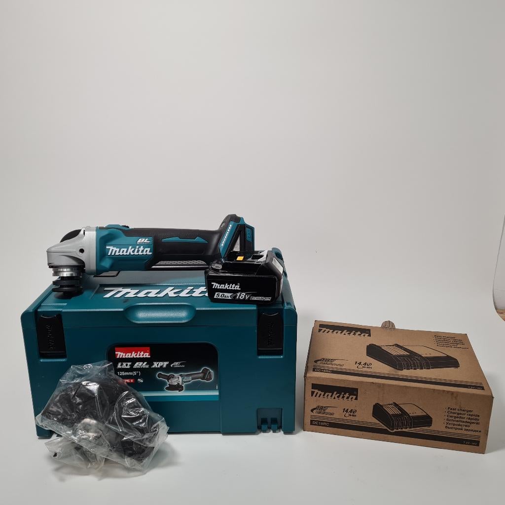 Makita DGA504 Type II Met 1 Accu en lader | Haakse slijper, Ophalen of Verzenden, Zo goed als nieuw, Minder dan 700 watt, Haakse handslijpmachine