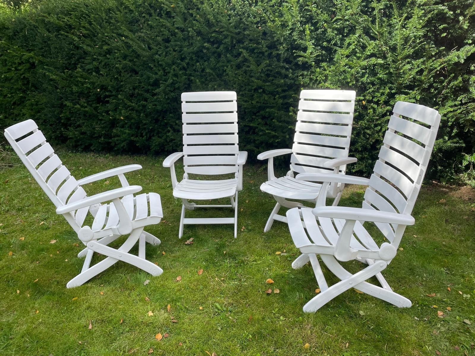 4 Kettler Tiffany tuinstoelen - wit, verstelbaar , inklapbaa, Tuin en Terras, Ophalen, Gebruikt, Kunststof, Inklapbaar