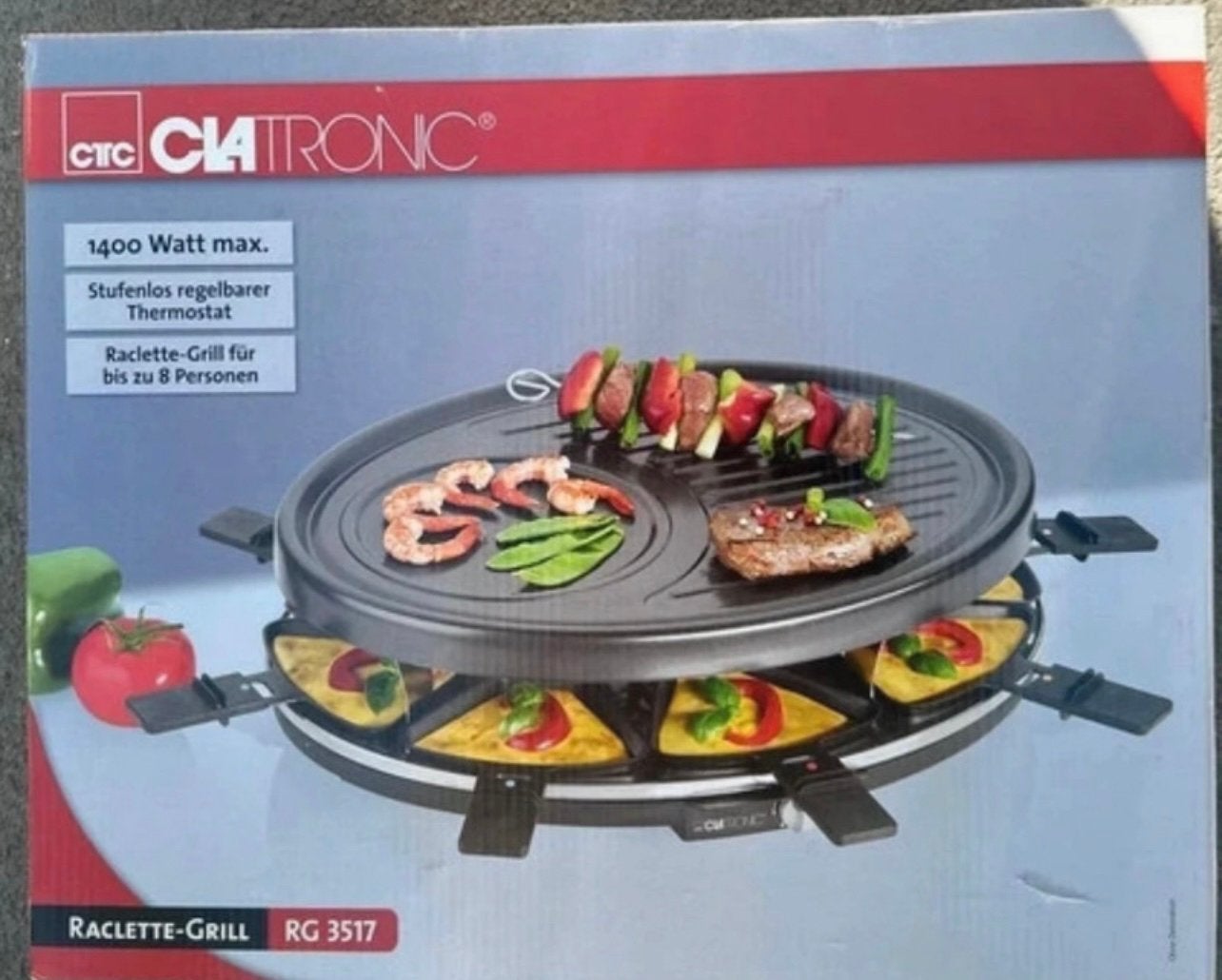Raclette gourmetstel grill 8 personen 3517, Witgoed en Apparatuur, Ophalen, Nieuw, 8 personen of meer