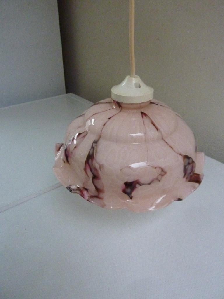Glazen opaline Art Deco hanglampje., Ophalen of Verzenden, Gebruikt, Glas, Minder dan 50 cm