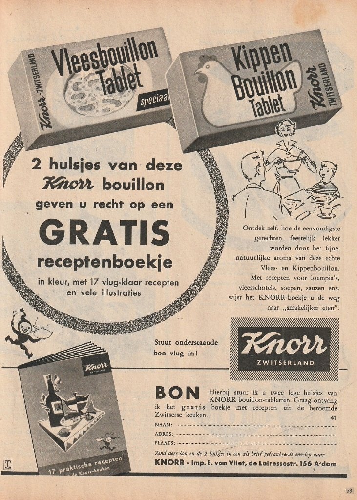 retro reclame 1956 Knorr receptenboek 17 praktische recepten, Verzenden, Overige typen