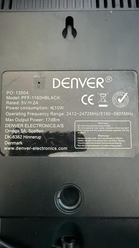 Digitale fotolijst van merk Denver, Ophalen of Verzenden, Gebruikt, 1 tot 2 GB, 12 inch of groter