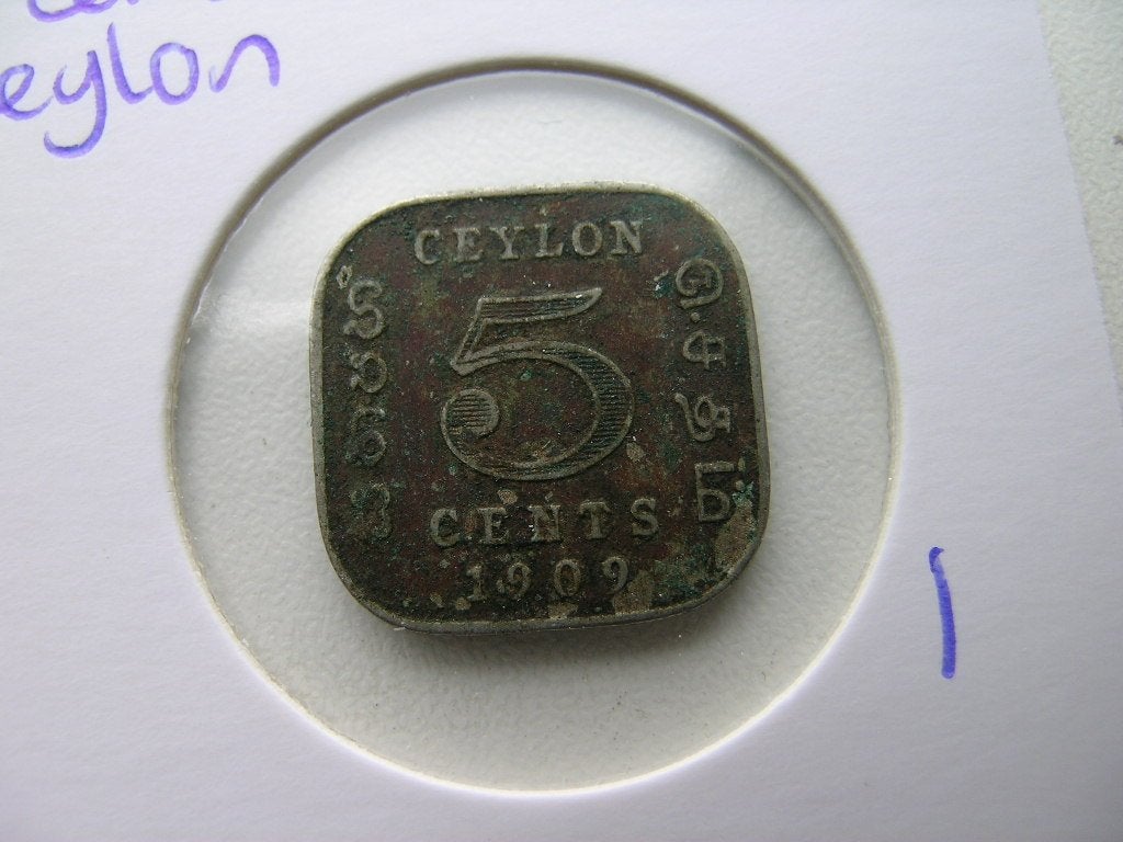 5 Cents 1909 Ceylon, Postzegels en Munten, Munten | Azië, Ophalen of Verzenden, Zuid-Azië, Losse munt