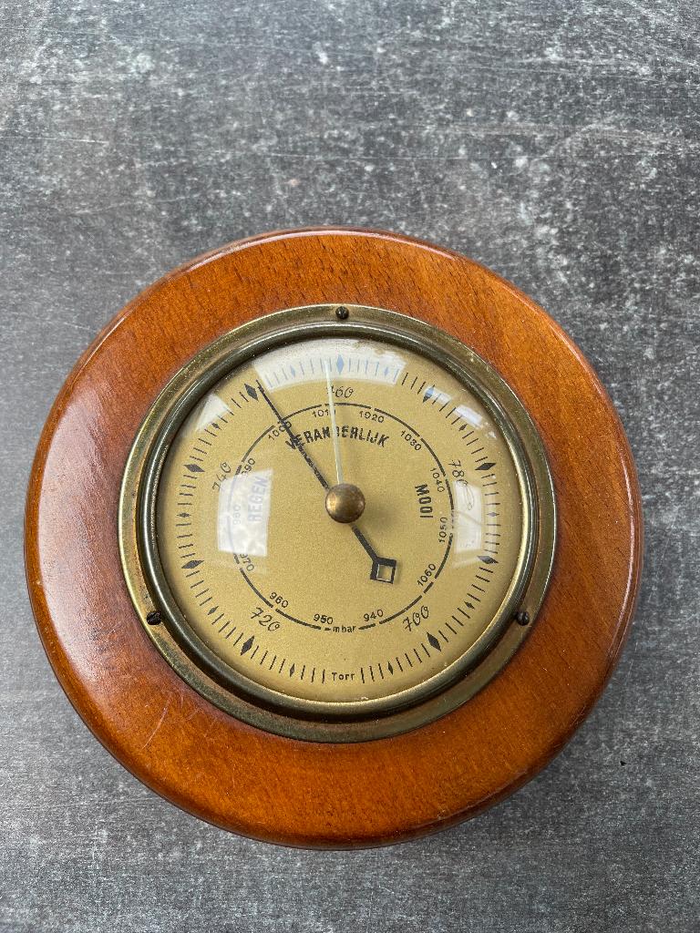 Vintage scheepsbarometer, rond, 15 cm doorsnee, Antiek en Kunst, Ophalen of Verzenden