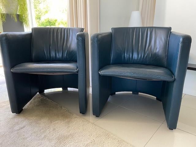 Leolux 2 leren fauteuils Saga, Huis en Inrichting, Fauteuils, Ophalen, Minder dan 75 cm, Leer, Zo goed als nieuw