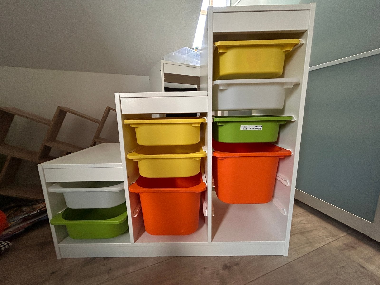 Ikea trofast wit met bakken, Huis en Inrichting, Kasten | Ladekasten, Overige materialen, Gebruikt, 5 laden of meer, Minder dan 100 cm
