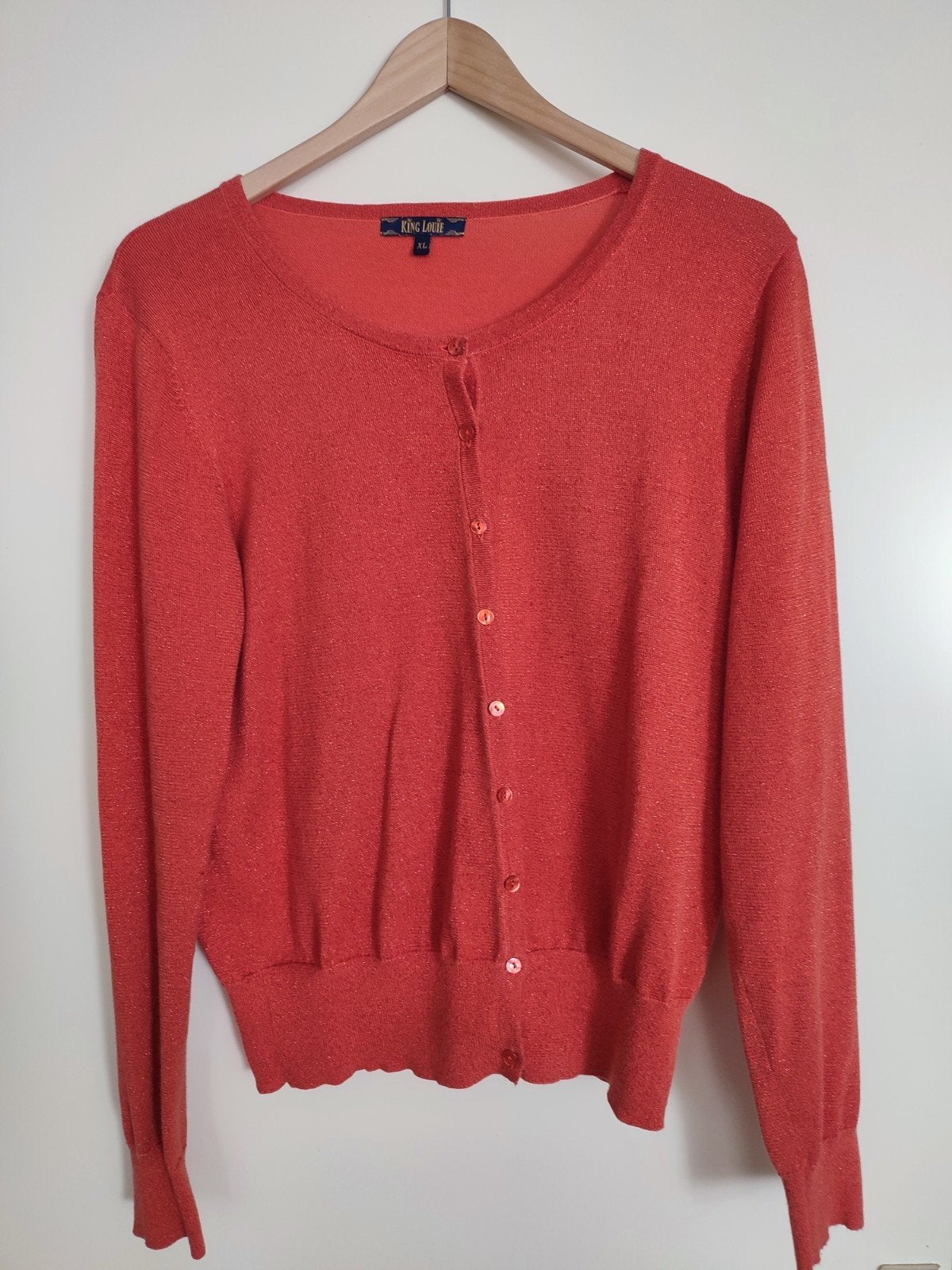 King Louie vestje XL koraal vest cardigan ronde hals, Overige kleuren, Maat 46/48 (XL) of groter, Ophalen of Verzenden, Zo goed als nieuw