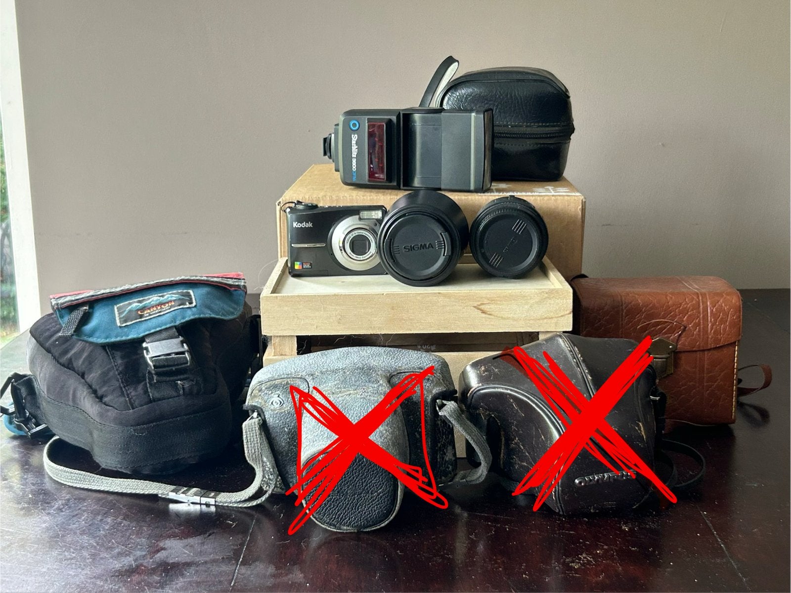 Partij oude camera's en accessoires - ideaal voor verzamelaa, Audio, Tv en Foto, Verzenden, Gebruikt, Spiegelreflex, Overige Merken