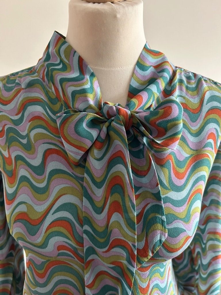 King Louie maat XL Blauwe wave top blouse 3270, Blauw, Maat 46/48 (XL) of groter, Ophalen of Verzenden, Zo goed als nieuw