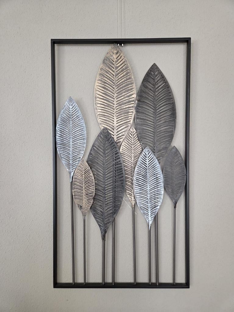 Metalen wanddecoratie bloemen, Ophalen, Zo goed als nieuw, Schilderij, 75 cm of meer