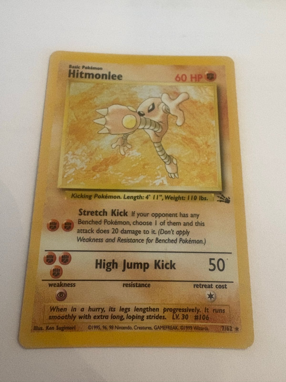 Hitmonlee pokemon fossil set fosil engels, Ophalen of Verzenden, Gebruikt, Losse kaart