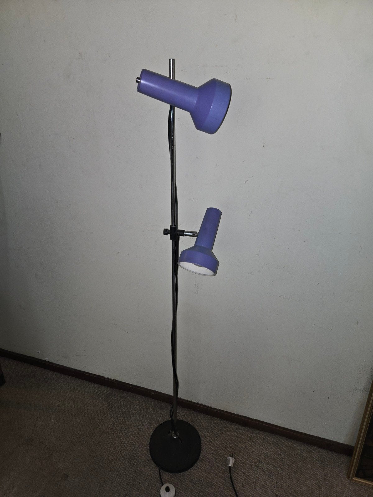 Vintage paarse staande lamp verstelbaar eind 60s/begin 70s, Ophalen, Metaal, E27 (groot), 150 tot 200 cm