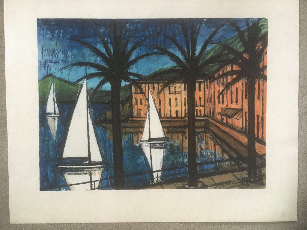 Bernard Buffet kunstdruk Beaulieu haven, Ophalen of Verzenden, Landschappen, Overige techniek