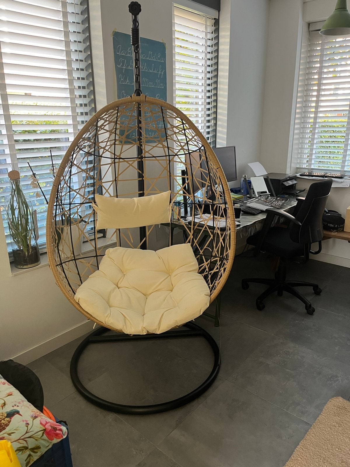 Hangstoel Swing met standaard - Naturel, Ophalen, Overige materialen, Gebruikt, Zwart
