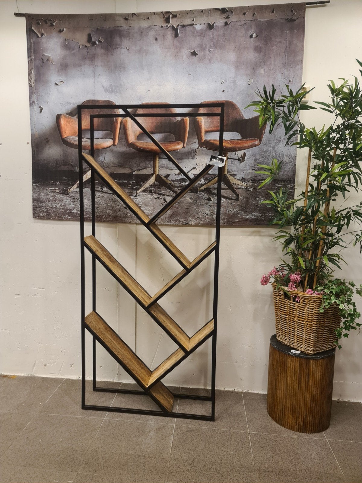 Nieuwe Mokana boekenkast 205x90x28cm mangohout metaal €235, Ophalen, Met plank(en), Industrieel landelijk barok brocante koloniaal boheems vintage