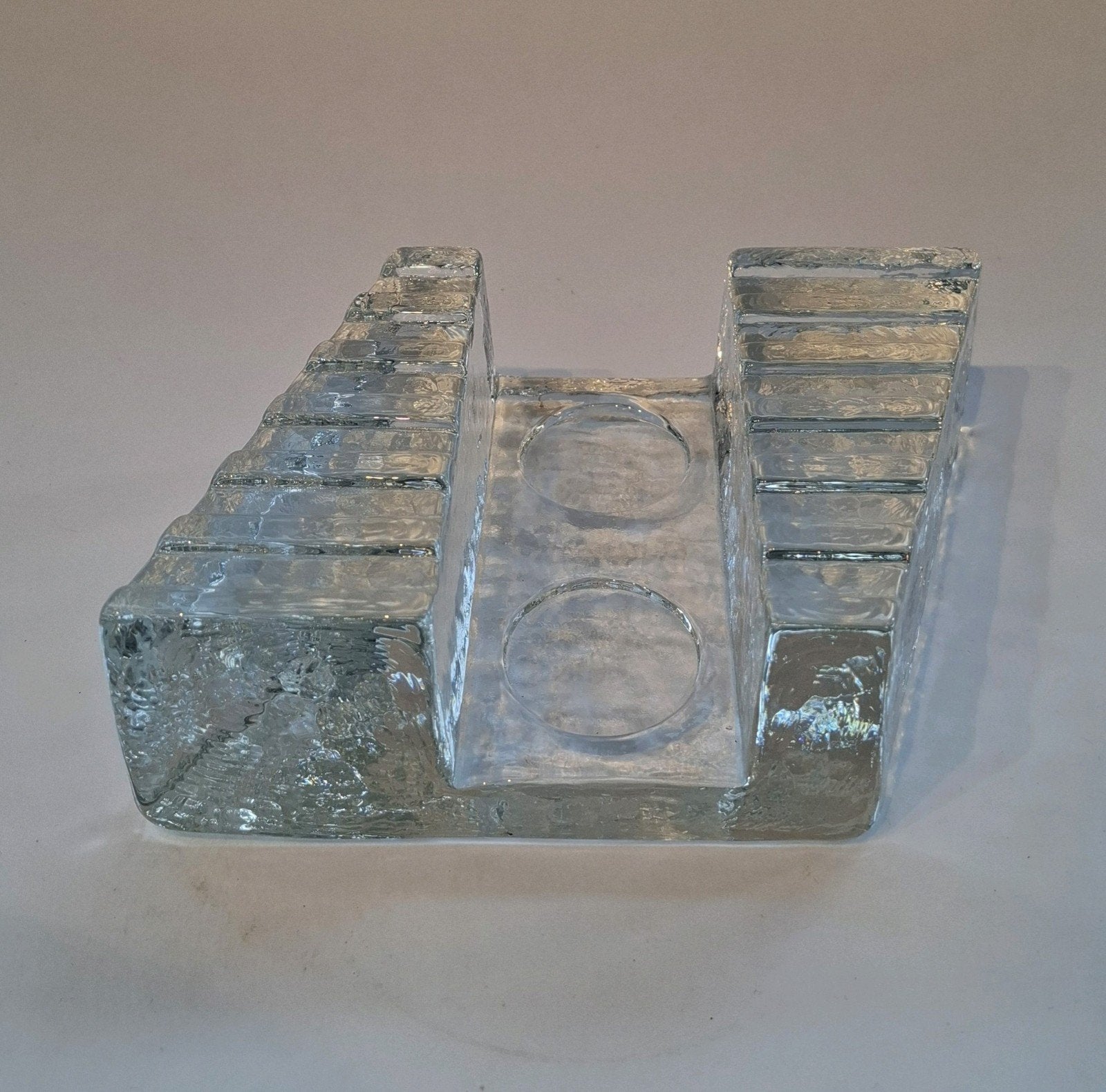 Vintage 'Frosted' Glas Rechaud Georgshütte, Ophalen of Verzenden, Glas, Kandelaar, Iittala
