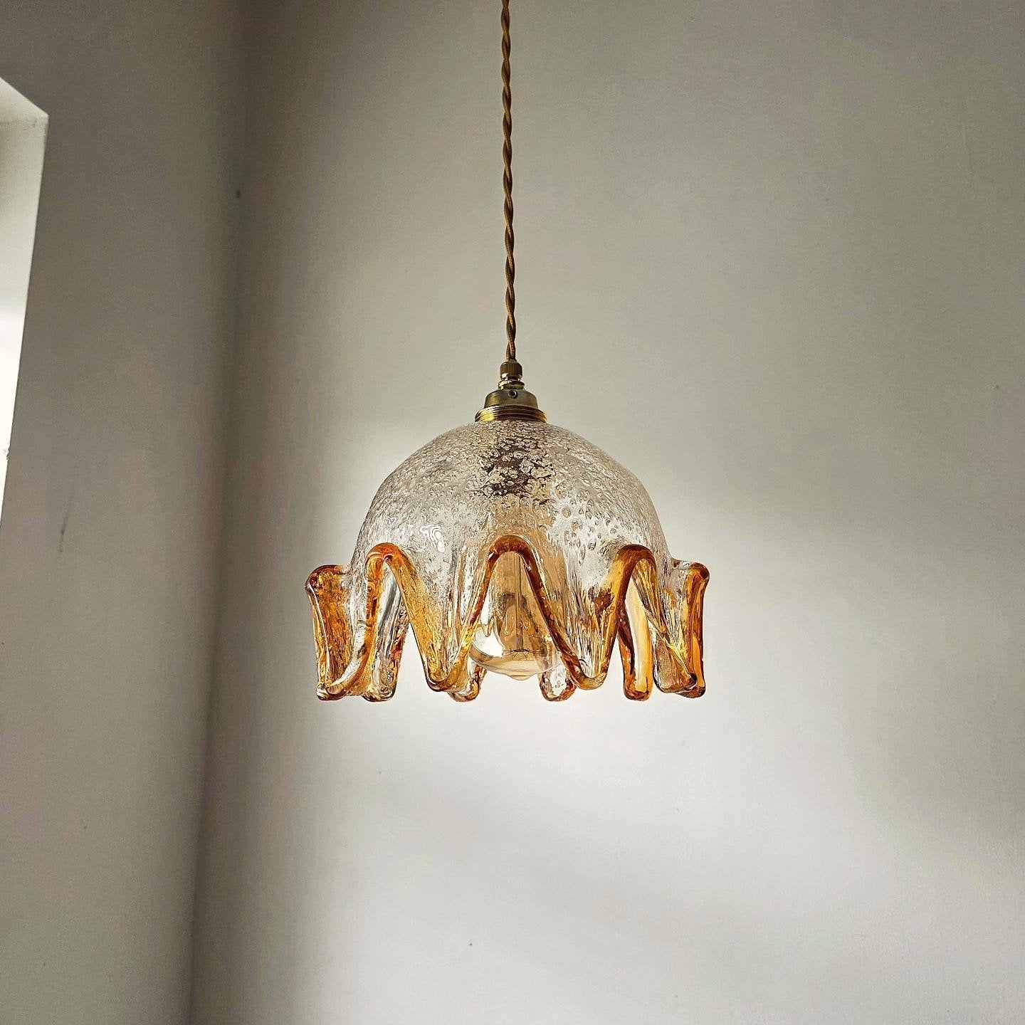Twee vintage Murano mondgeblazen hanglampen., Ophalen of Verzenden, Glas