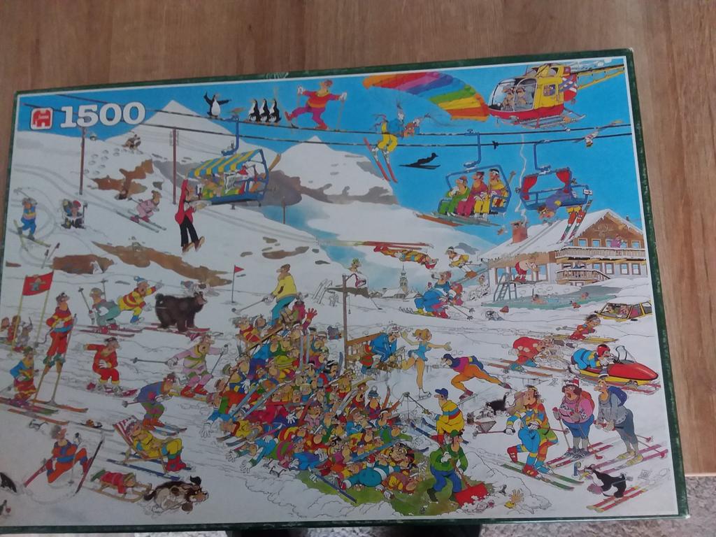 Legpuzzel Jan van haasteren compl. 1500 stukjes.€ 9,00, Ophalen, 500 t/m 1500 stukjes, Gebruikt