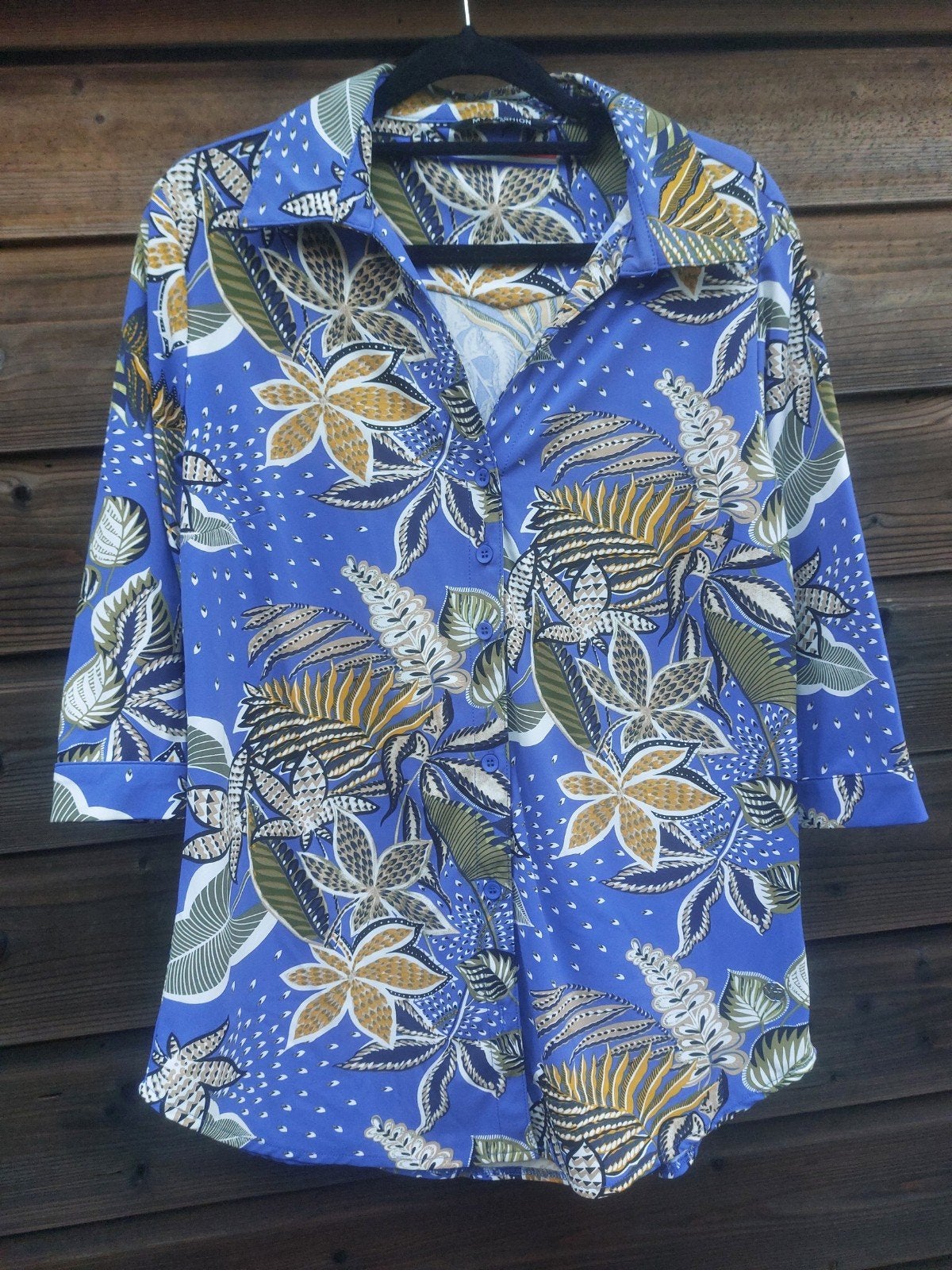 Blauwe blouse bewerkt My-pashion maat M/38, Ophalen of Verzenden, Zo goed als nieuw, Maat 38/40 (M), Blauw