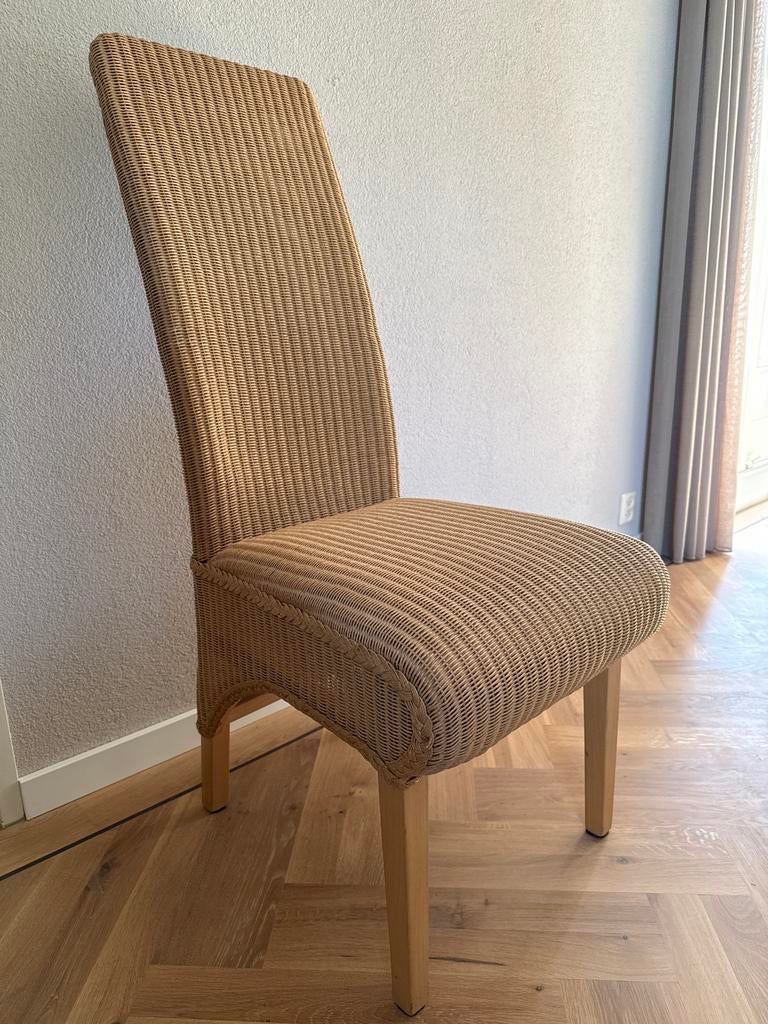 Loyd Loom eetkamerstoel met hoge rugleuning 6x, Ophalen, Overige kleuren, Riet of Rotan, Zo goed als nieuw