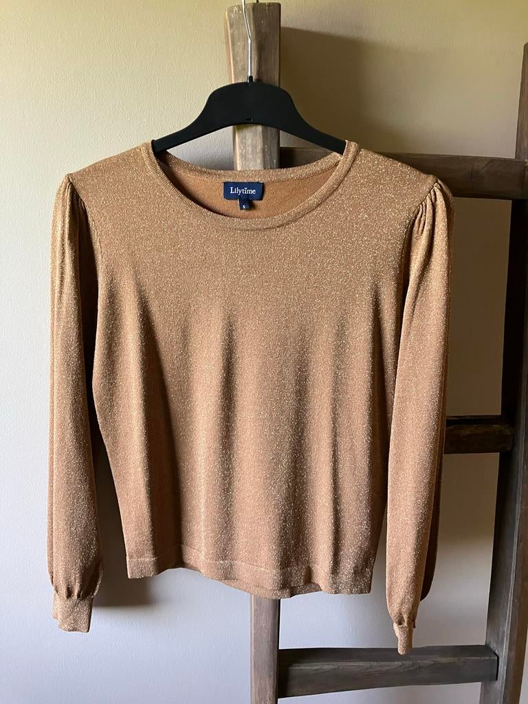 Lilytime goudkleurige trui - Maat S, Kleding | Dames, Truien en Vesten, Ophalen of Verzenden, Zo goed als nieuw, Maat 36 (S), Beige