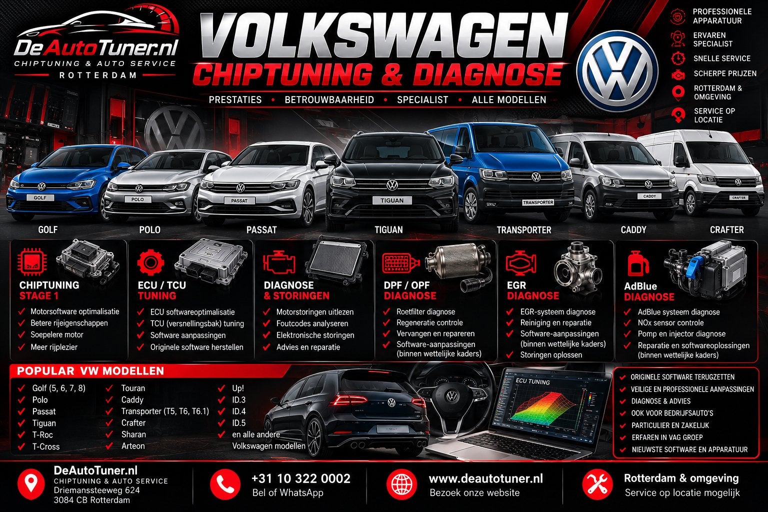 Volkswagen Chiptuning EGR DPF OPF ADBLUE UITSCHAKELEN, Ophalen of Verzenden