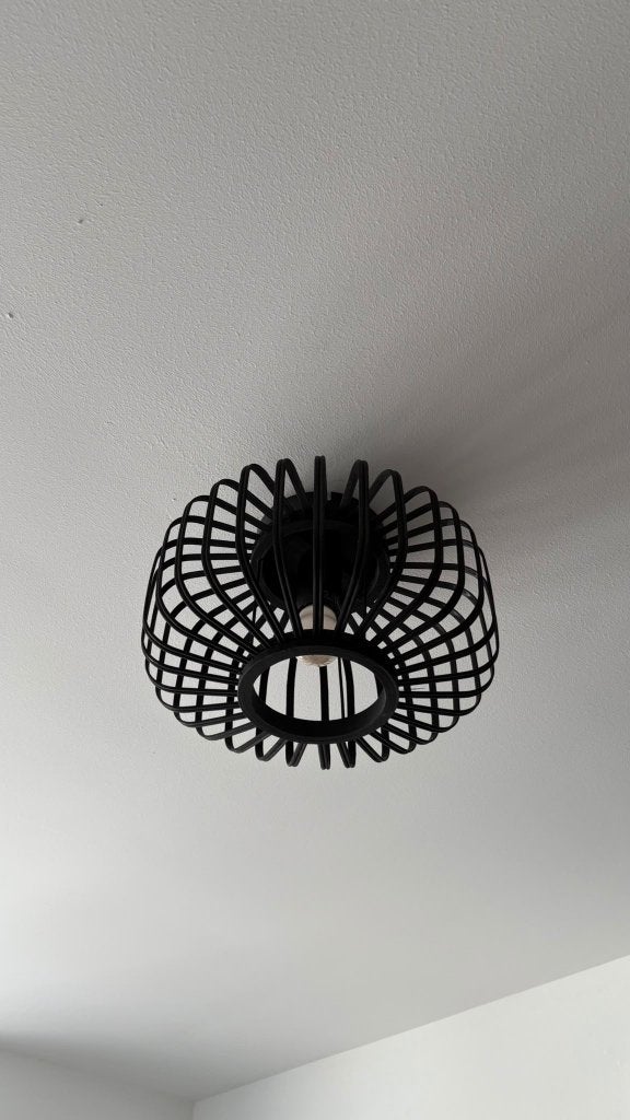Gamma Plafondlamp Joy bamboe, Ophalen, Modern, Zwart, E27 (groot)