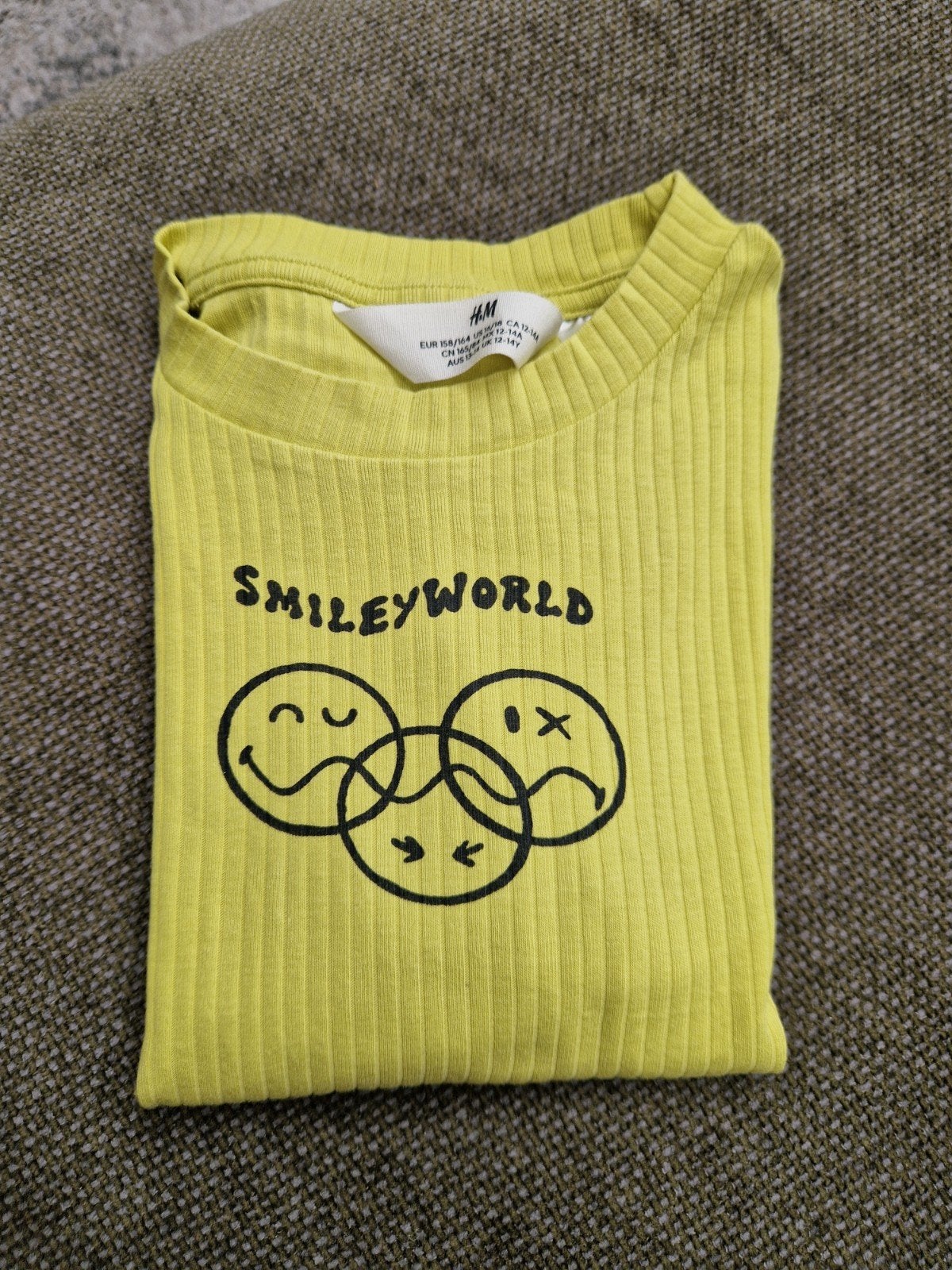 H&M SmileyWorld geribbelde crop top, maat 158/164, Kinderen en Baby's, Kinderkleding | Maat 158, Meisje, H&M, Ophalen of Verzenden