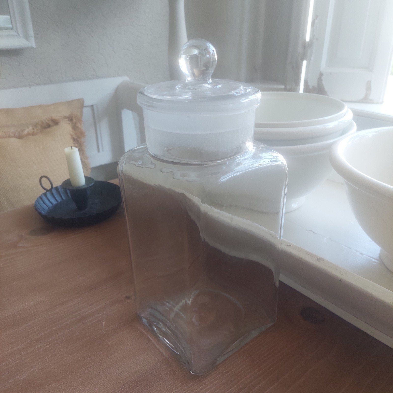 Oude Glazen snoeppot, Ophalen of Verzenden, Gebruikt