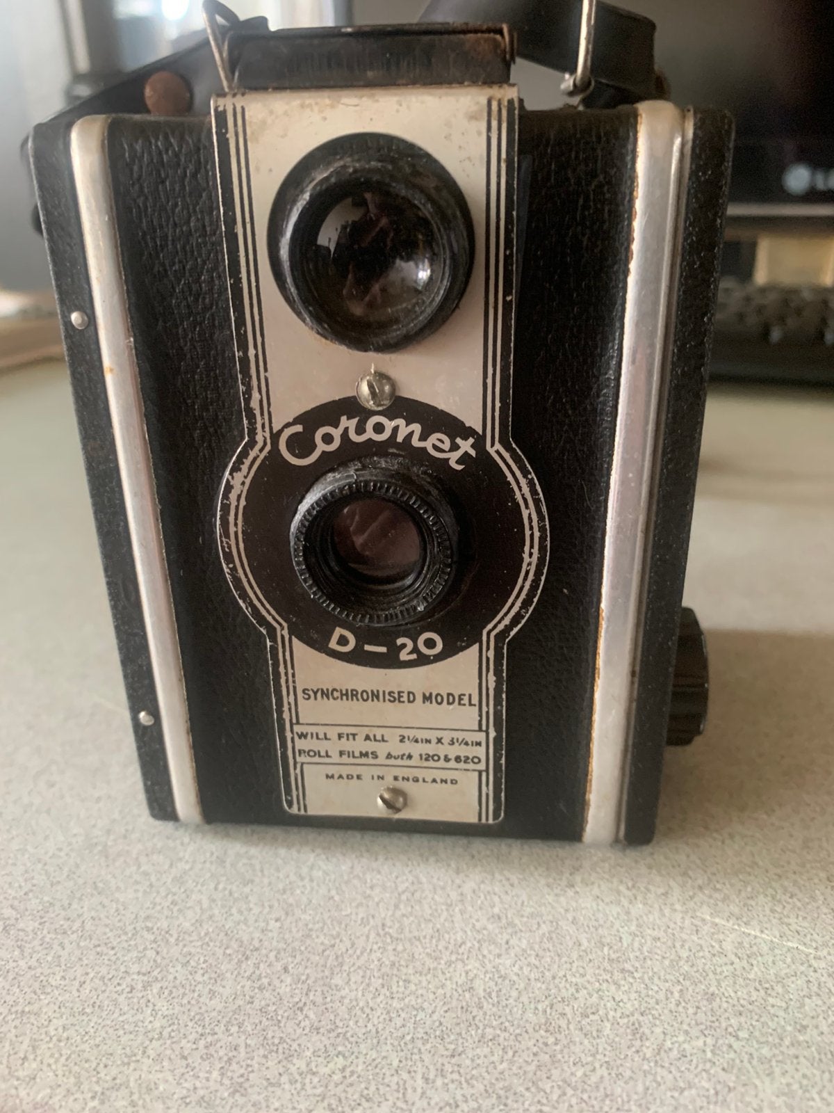Vintage Coronet D-20 Boxcamera - Made in England, Audio, Tv en Foto, Fotocamera's Analoog, Ophalen of Verzenden, Gebruikt, Compact