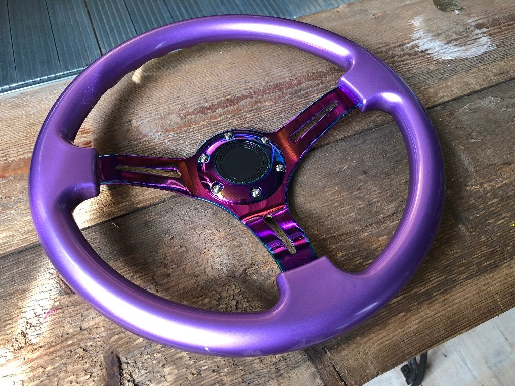 JapPower/PowerParts Racestuur sportstuur paars neochrome, Auto diversen, Ophalen of Verzenden