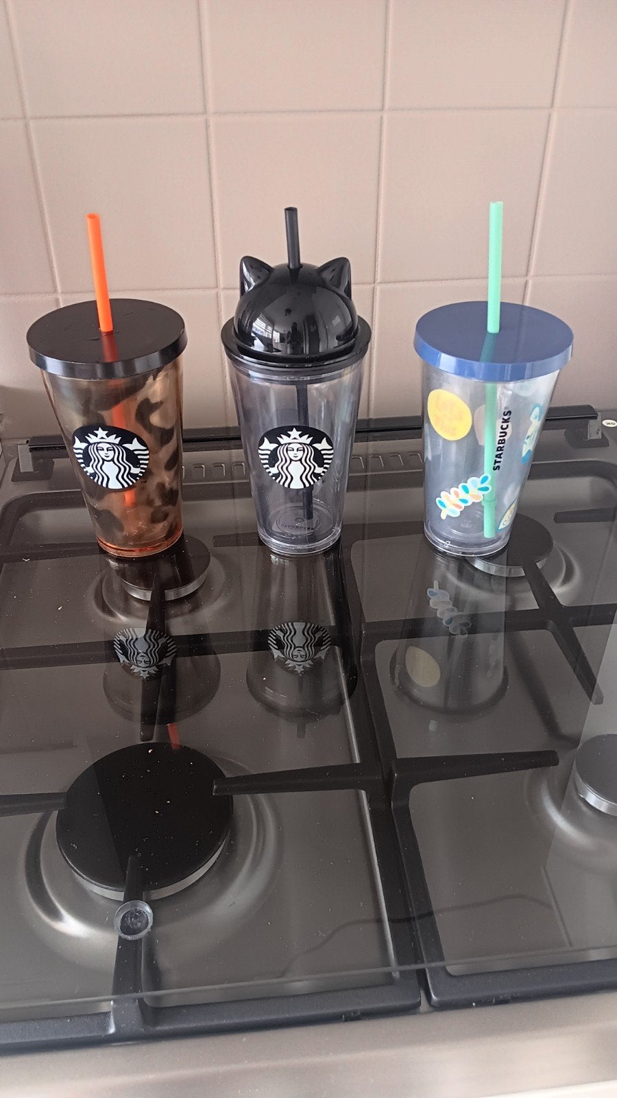 Starbucks bekers met rietje - Diverse uitvoeringen, Kunststof, Ophalen of Verzenden, Meerkleurig, Overige merken