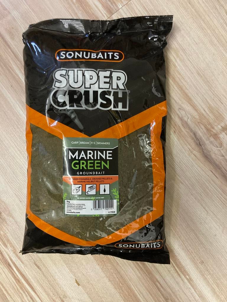 Sonubaits Super Crush Marine Green Groundbait 2kg, Ophalen of Verzenden, Nieuw, Overige typen