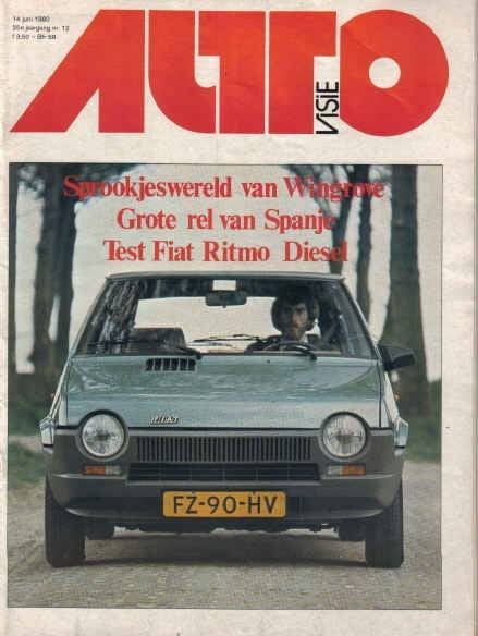 Autovisie 12 1980 : Fiat Ritmo - VW Golf / Jetta - Renault 5, Ophalen of Verzenden, Gelezen, Algemeen