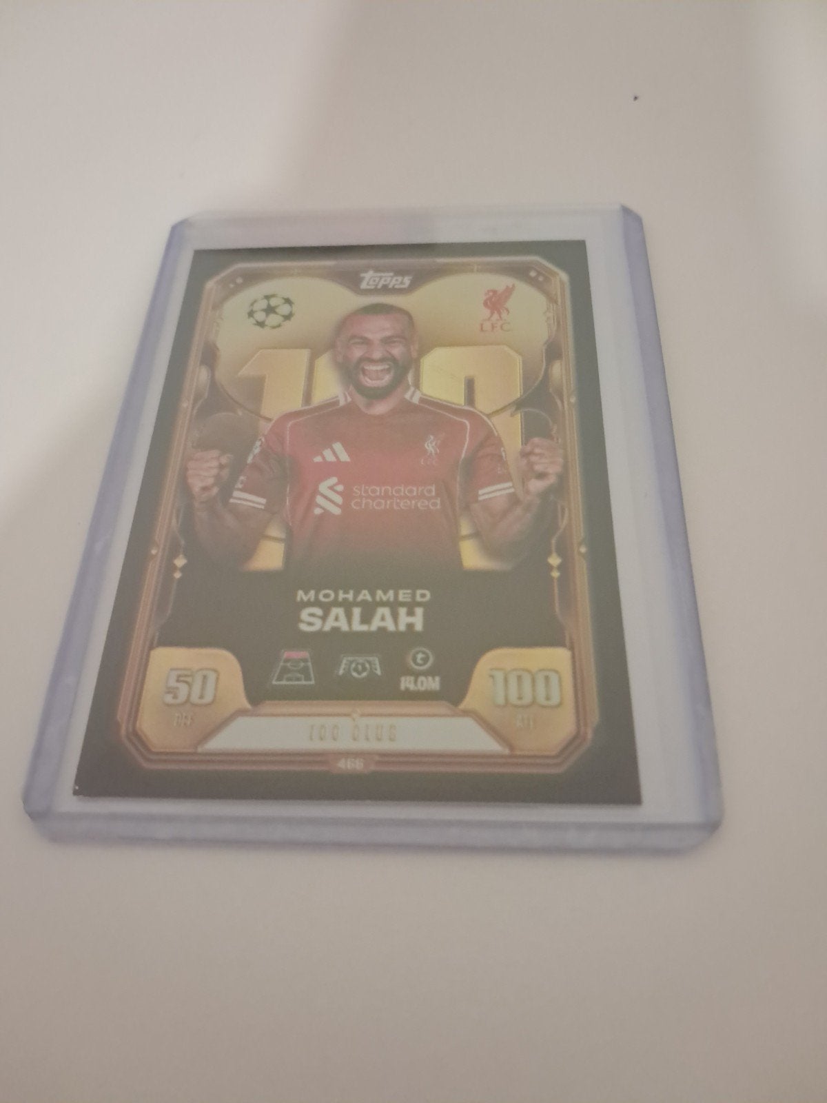 Mohamed Salah Topps 100 Club Spelerskaart Liverpool, Ophalen of Verzenden, Zo goed als nieuw, Buitenlandse clubs, Spelerskaart